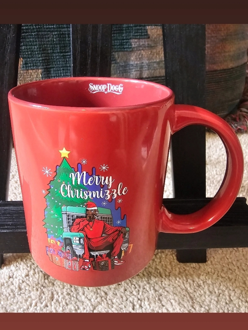 Snoop Dogg "Merry Chrismizzle" ceramic holiday mug. Red 18oz